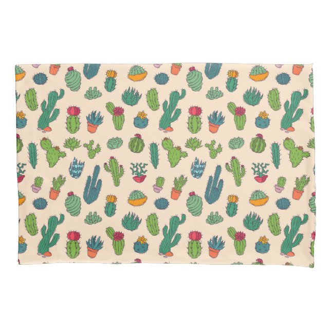 Cute Cactus Standing Pattern Pillowcase (Front-Left)
