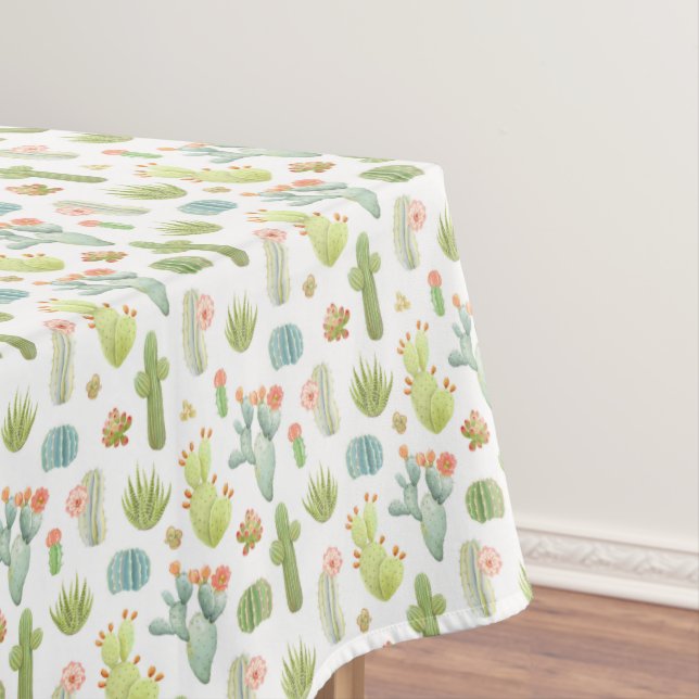 Cute Cactus Standing Pattern Tablecloth (In Situ)