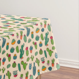 Cute Cactus Standing Pattern Tablecloth