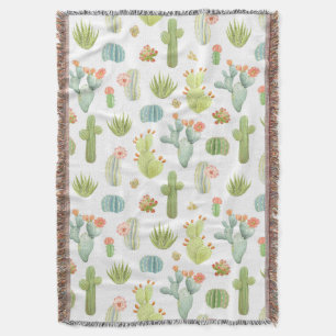Cute Cactus Standing Pattern Throw Blanket
