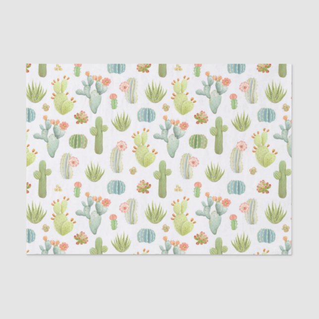 Cute Cactus Standing Pattern Tissue Paper (Front)
