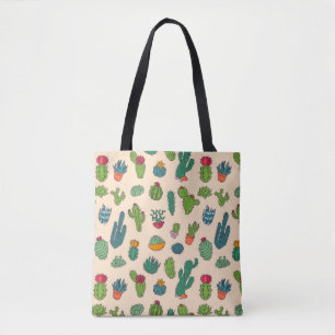 Cute Cactus Standing Pattern Tote Bag