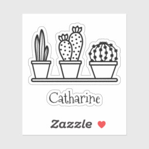 Cute Cactus Succulents Drawing Custom Name