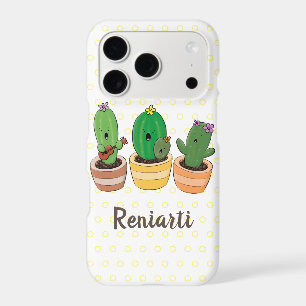 Cute cactus trio singing cartoon illustration