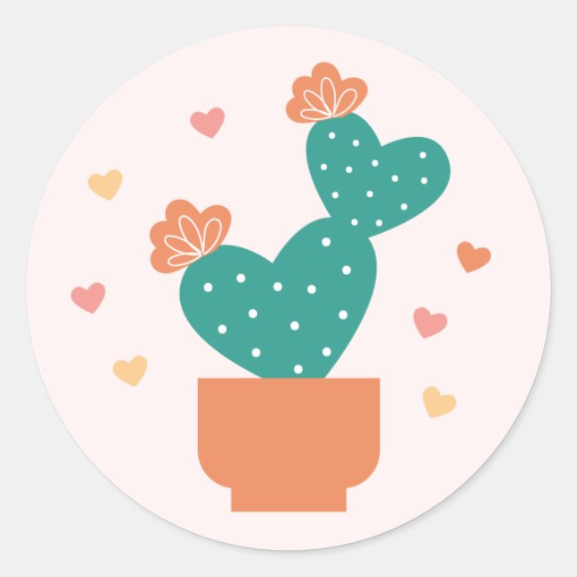 Cute Cactus Valentine's Day Sticker (Front)