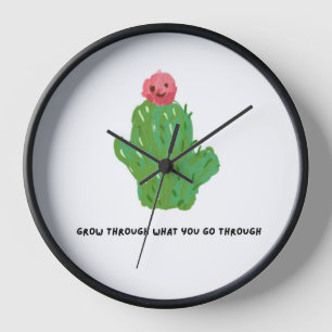 Cute Cactus Wall Clock – Inspirational Quote