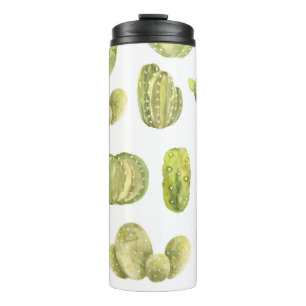 Cute Cactus, Watercolor Seamless Decor. Thermal Tumbler