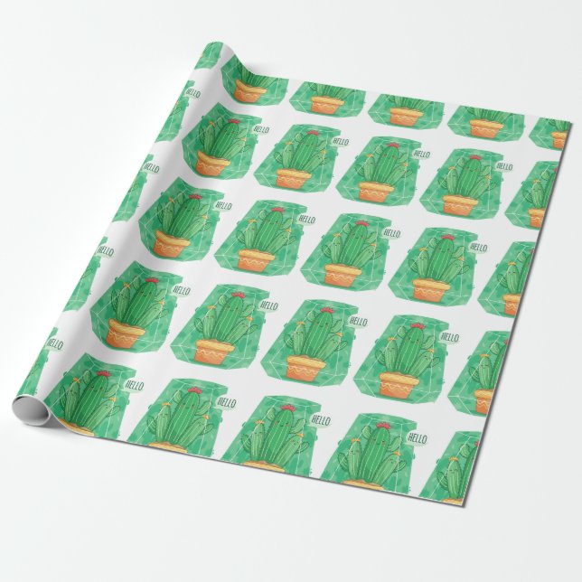 cute Cactus Wrapping Paper (Unrolled)
