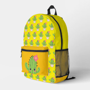 Cute Cactus Yellow Orange  Printed Backpack
