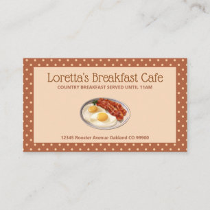 Cute Cafe Restaurant Food Polka Dot Business Card