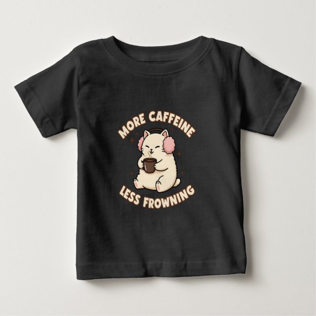 Cute Caffeine Cat Baby Bodysuit (Front)