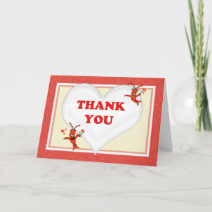 Cute Cajun Crawfish (Lobster) Heart Thank You Card