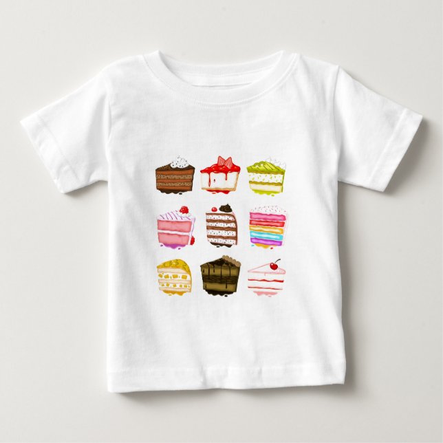 Cute cake birthday cake with colourful cream baby T-Shirt (Front)