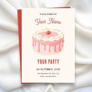 Cute cake cherry invitation