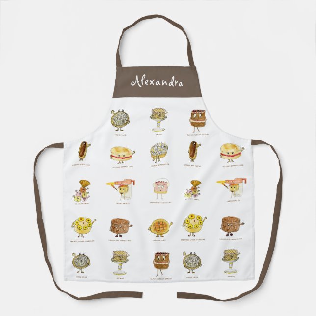 Cute cake dessert pattern personalised  apron (Front)