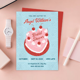 Cute cake heart bridal shower invitation