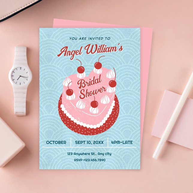 Cute cake heart bridal shower invitation (Creator Uploaded)
