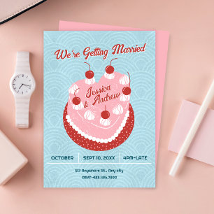 Cute cake heart wedding invitation