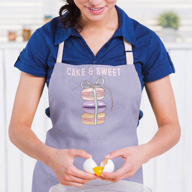 Cute Cake Macarons Pastry Chef Bakery Purple Apron (Creator Uploaded)