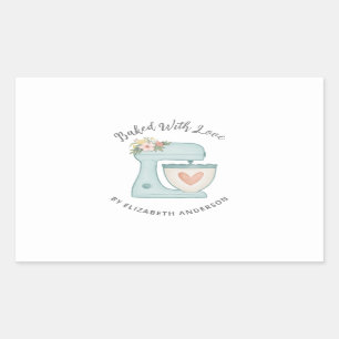 Cute Cake Mixer Baked With Love Rectangular Sticke Rectangular Sticker