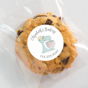 Cute Cake Mixer Bakery Business Classic Round Stic Sticker