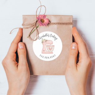 Cute Cake Mixer Bakery Business Classic Round Sticker