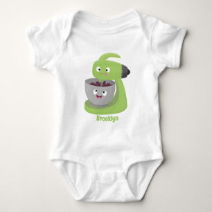 Cute cake mixer kitchen appliance cartoon baby bodysuit