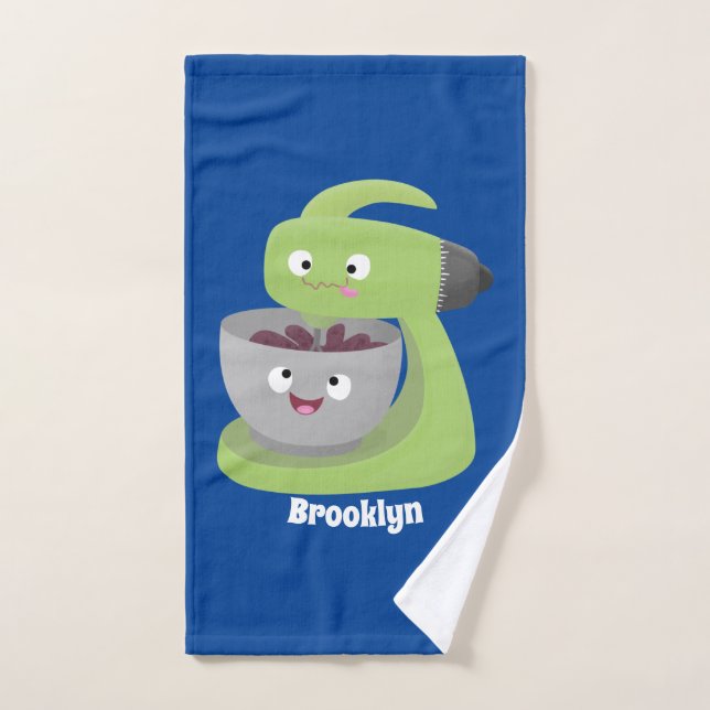 Cute cake mixer kitchen appliance cartoon  bath towel set (Hand Towel)