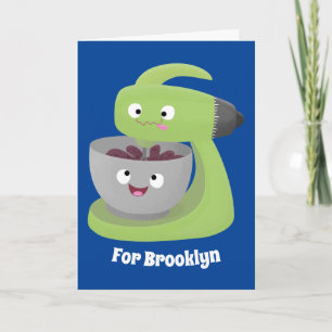 Cute cake mixer kitchen appliance cartoon card