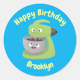 Cute cake mixer kitchen appliance cartoon classic  round sticker