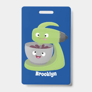 Cute cake mixer kitchen appliance cartoon  ID badge