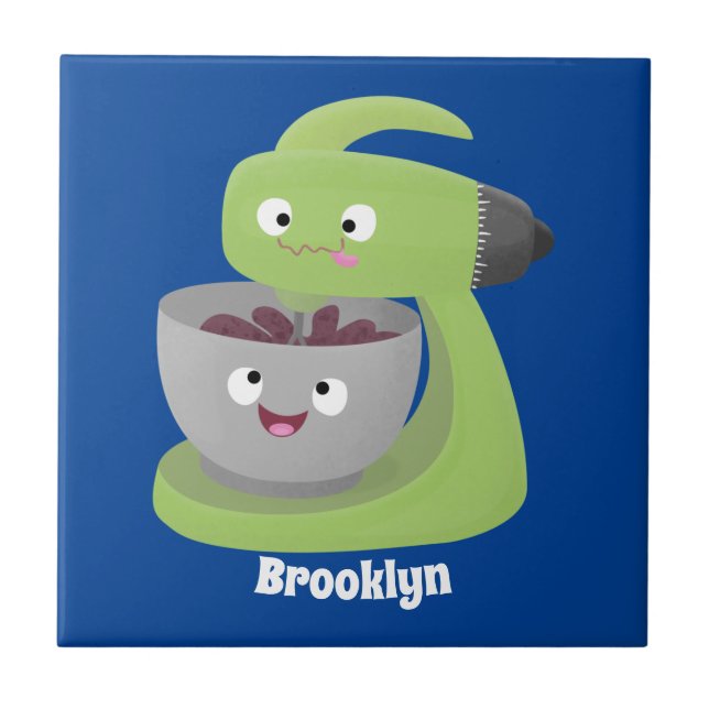 Cute cake mixer kitchen appliance cartoon  tile (Front)