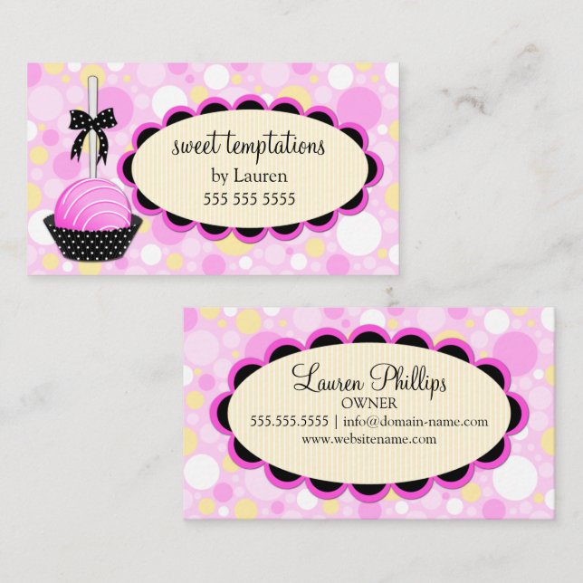Cute Cake Pops Baking Business Card (Front/Back)