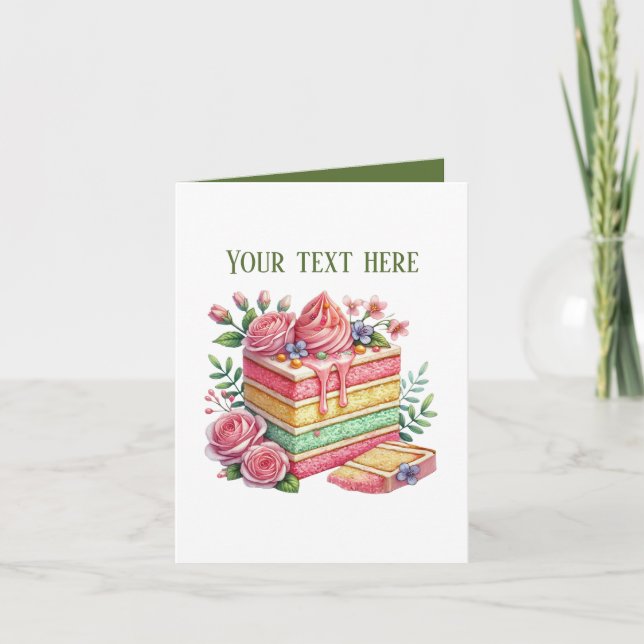 Cute cake slice customizable bakery vendors card (Front)