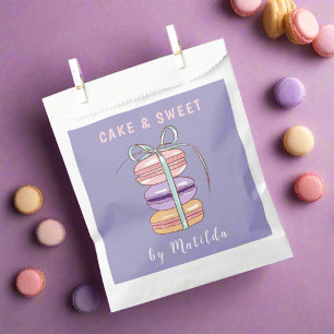Cute Cake & Sweet Baking Macaroons Purple & Pink Favour Bags