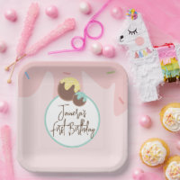 Cute Cakepop Balls First Birthday Frosting   Paper