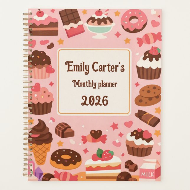Cute Cakes and Chocolate Monthly Weekly Planner (Front)