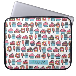 Cute Cakes and Desserts Pattern Personalised Laptop Sleeve