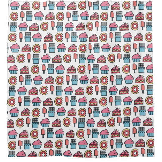 Cute Cakes and Desserts Pattern Shower Curtain (Front)