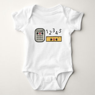 Cute Calculator And Ruler With Numbers Baby Bodysuit