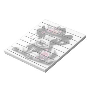 Cute Calf Wearing Hat Adorned with Flowers Notepad