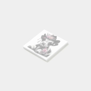 Cute Calf Wearing Hat Adorned with Flowers Post-it Notes