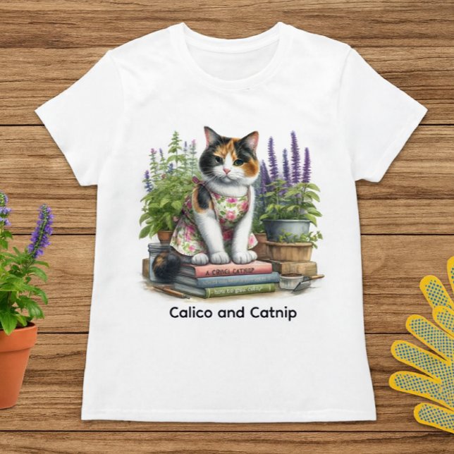 Cute Calico and Catnip Cat Lover  T-Shirt (Cute catnip kitty t-shirt for cat lovers. )
