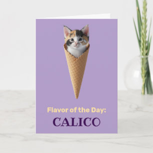 Cute Calico Cat Cone Greeting Card