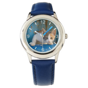 Cute Calico Cat Kitten Funny Eyes Photo dial-plate Watch