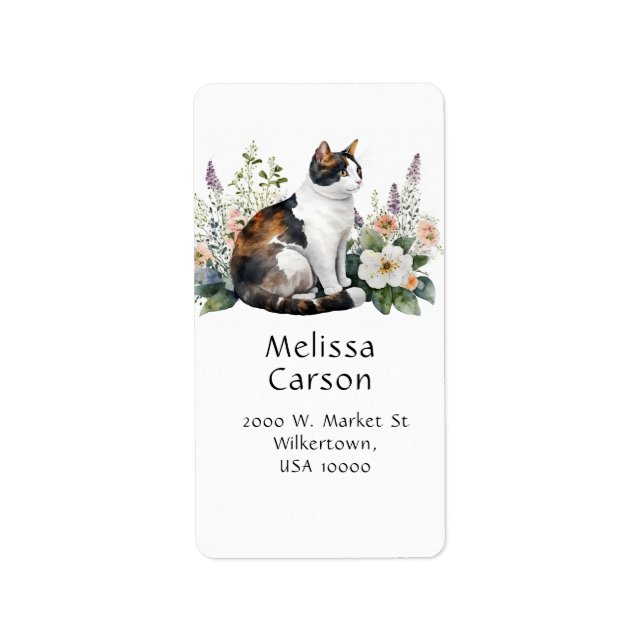 Cute Calico Cat  Label (Front)