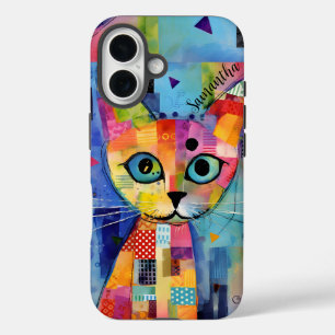 Cute Calico Cat Personalised iPhone 16 Case