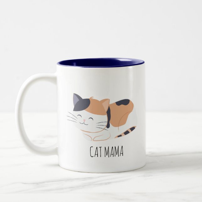 Cute Calico Cat Personalised Mug (Left)