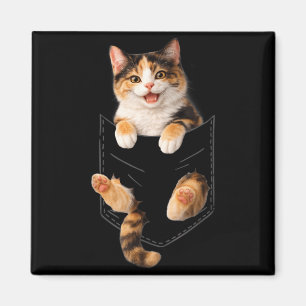 Cute Calico Cat Pocket Funny Kitty Mum Dad Lover Magnet
