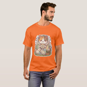 Cute Calico Cat Stay Cosy Cottagecore Kawaii T-Shirt
